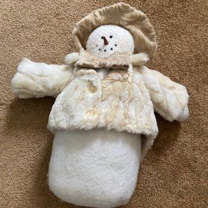 Christmas in July!  Chic Snowperson figure dressed in faux fur coat